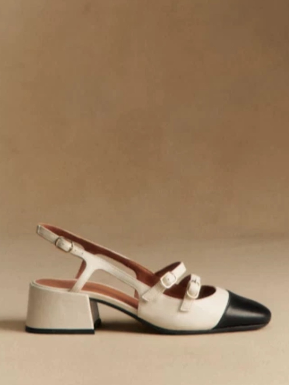 Sézane Paula Babies 2” - Ecru & Black Leather (9) - Picture 4 of 9
